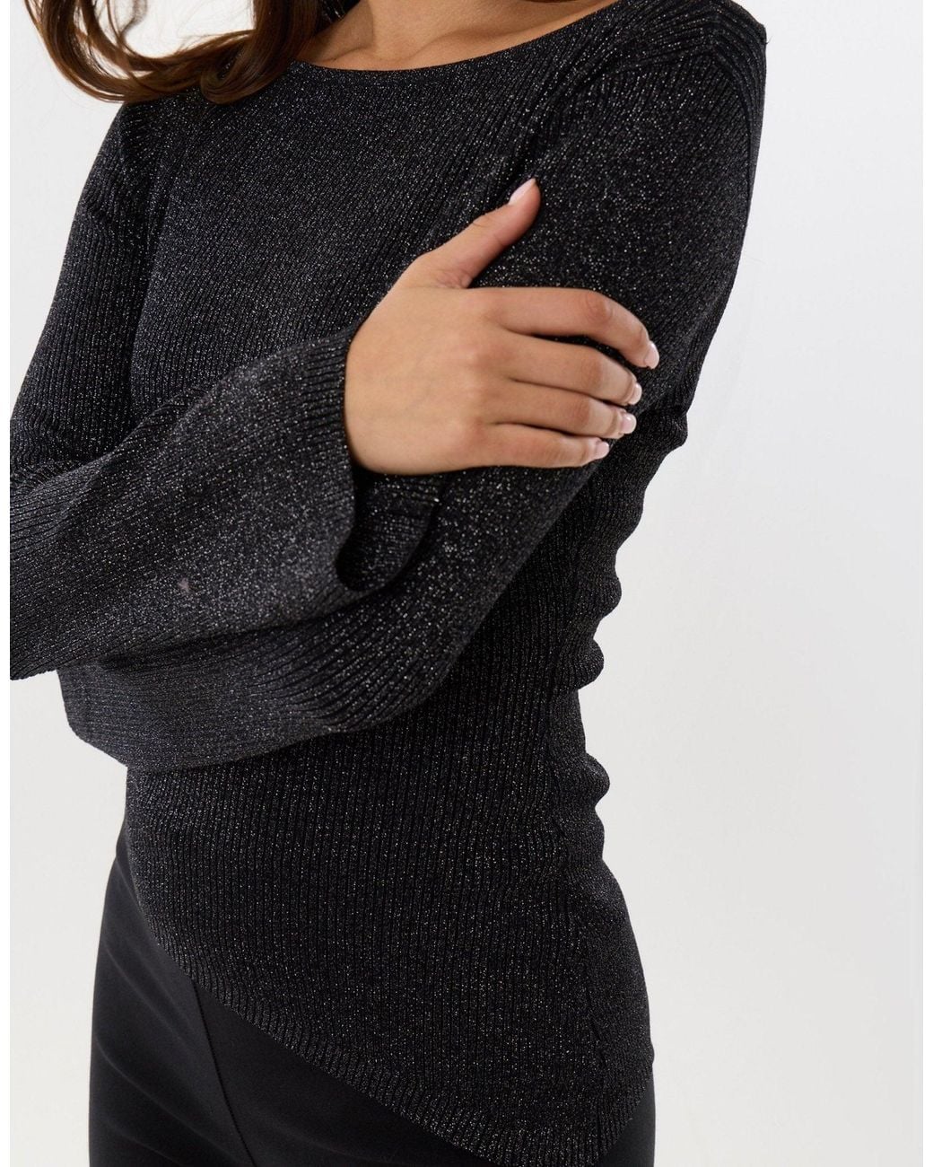 Threadbare Black Asymmetric Knit Jumper