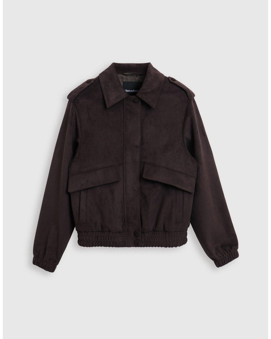 Threadbare Purple Faux Suede Collared Bomber Jacket