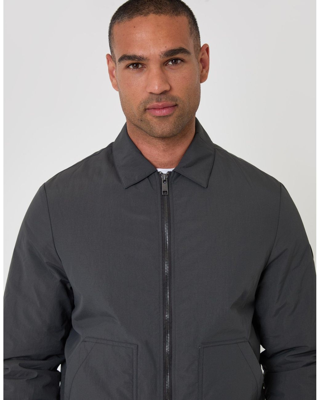 Threadbare Gray Showerproof Collared Harrington Jacket for men