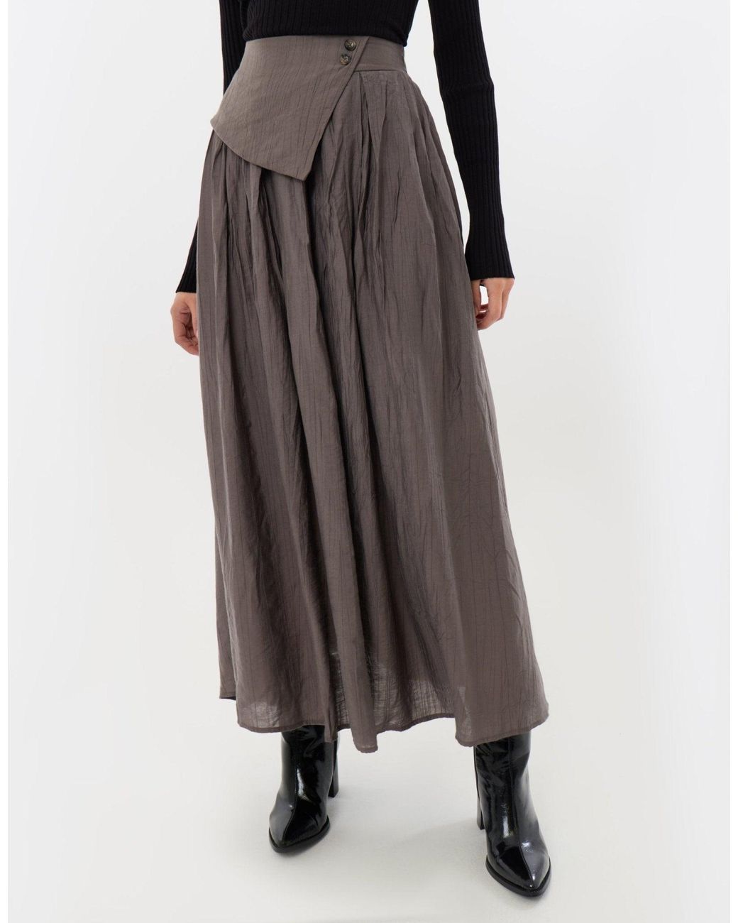 Threadbare Gray Envelope Waist Midaxi Skirt
