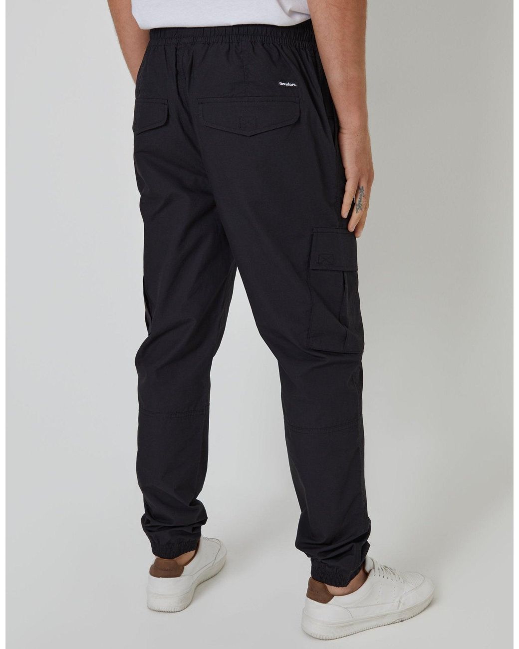 Threadbare Blue Elasticated Waist Cargo Trousers for men