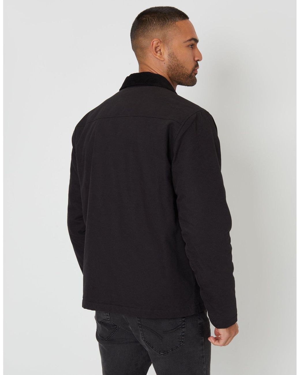 Threadbare Black Collared Lightweight Jacket for men