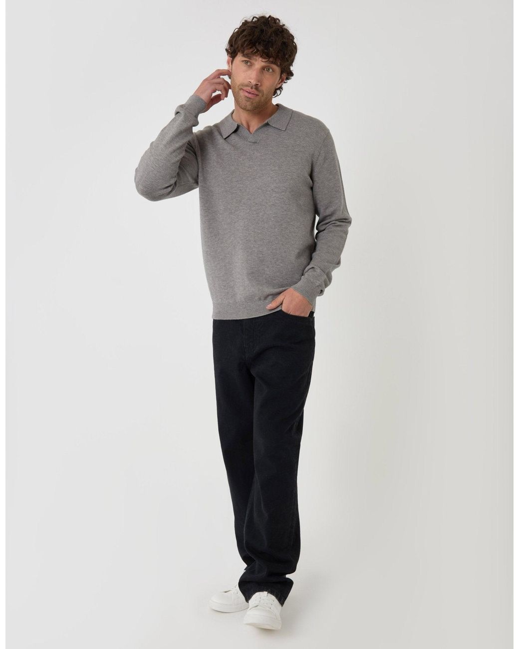 Threadbare Gray Super Soft Trophy Neck Sweatshirt for men