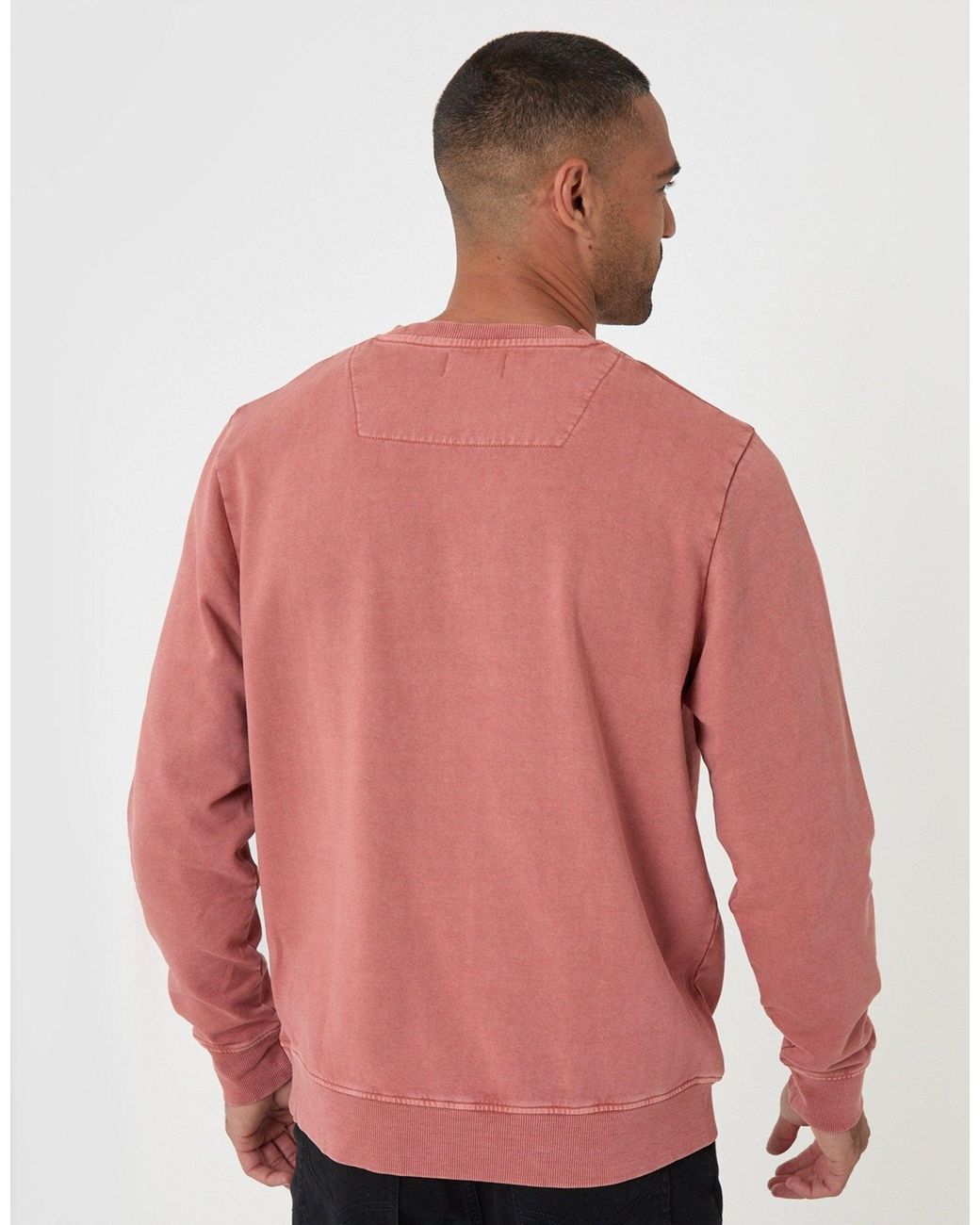 Threadbare Pink Ribbed Cotton Sweatshirt for men