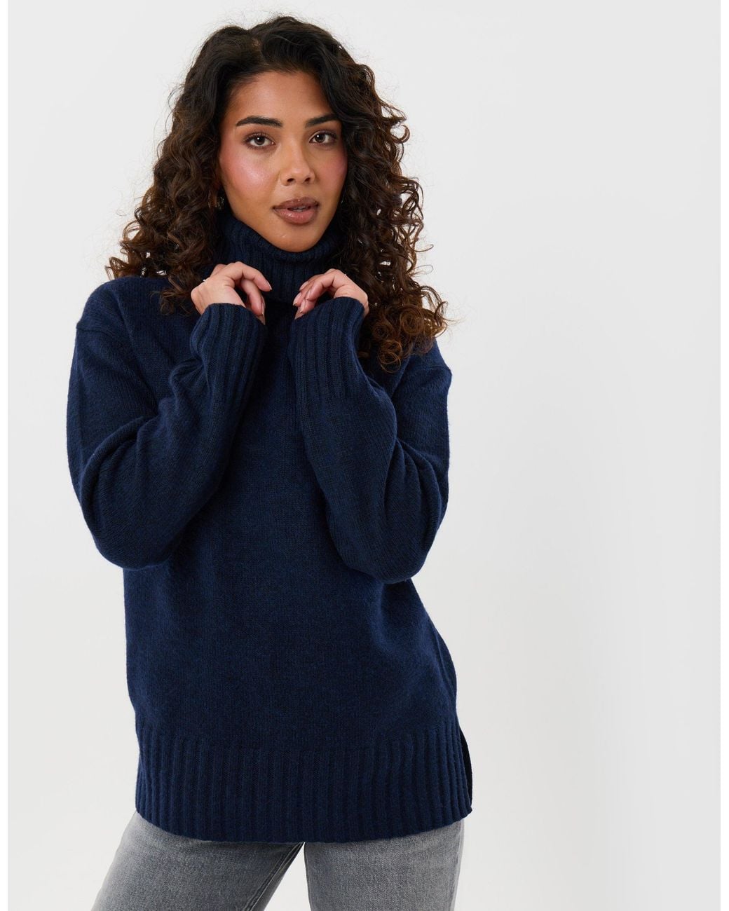 Threadbare Blue The Oversized Roll Neck Jumper