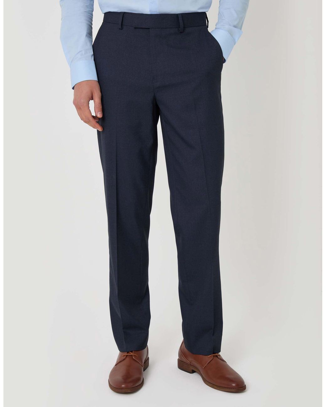 Threadbare Blue Tailored Fit Suit Trousers for men