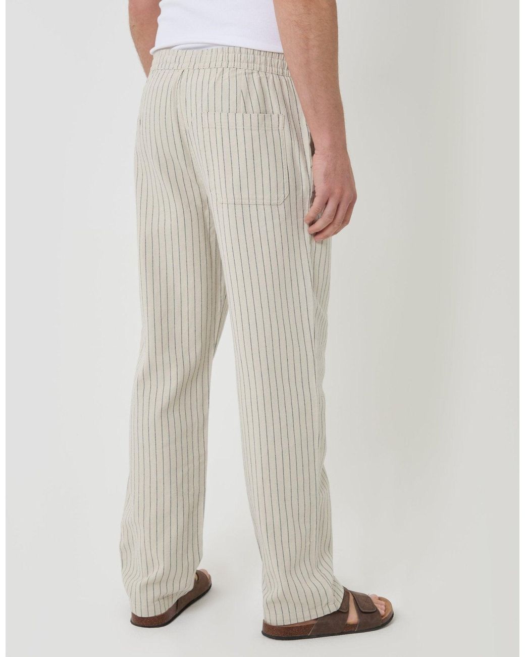 Threadbare Blue Straight Fit Cotton Trousers for men
