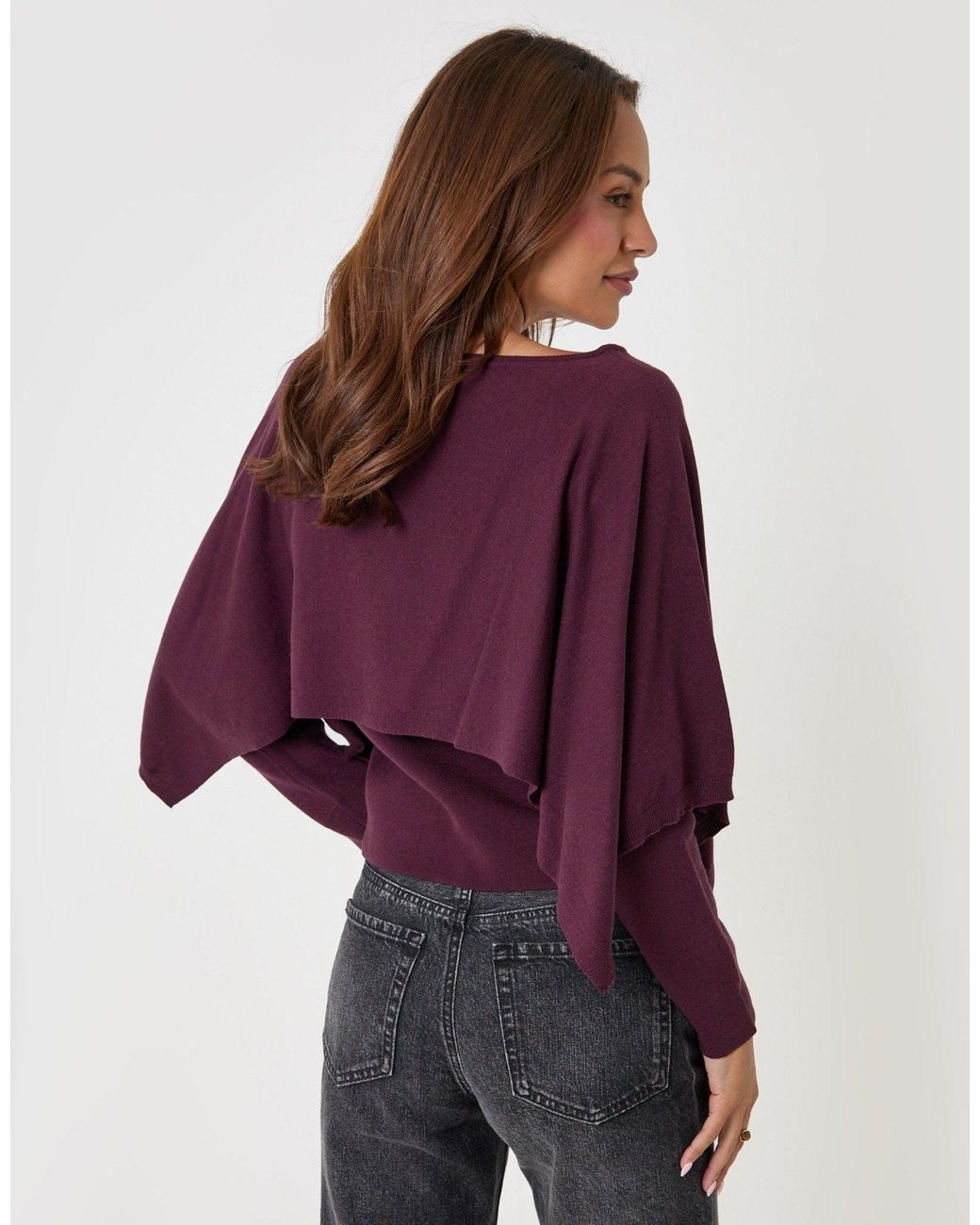 Threadbare Purple Long Sleeve Cape Top