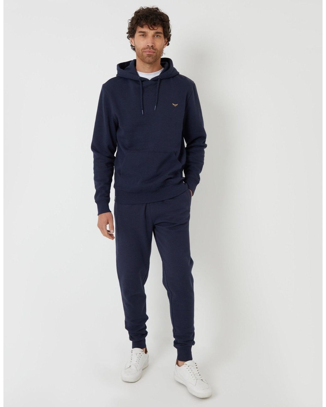Threadbare Blue The Essential Cotton Rich Overhead Hoodie for men