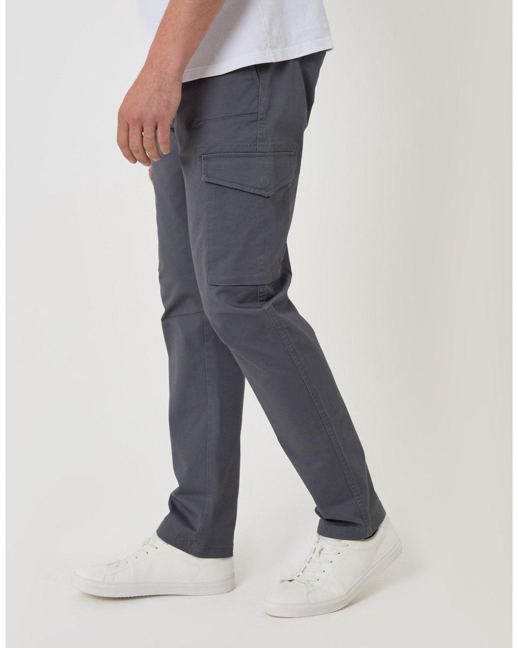 Threadbare White Slim Fit Cargo Style Trousers for men