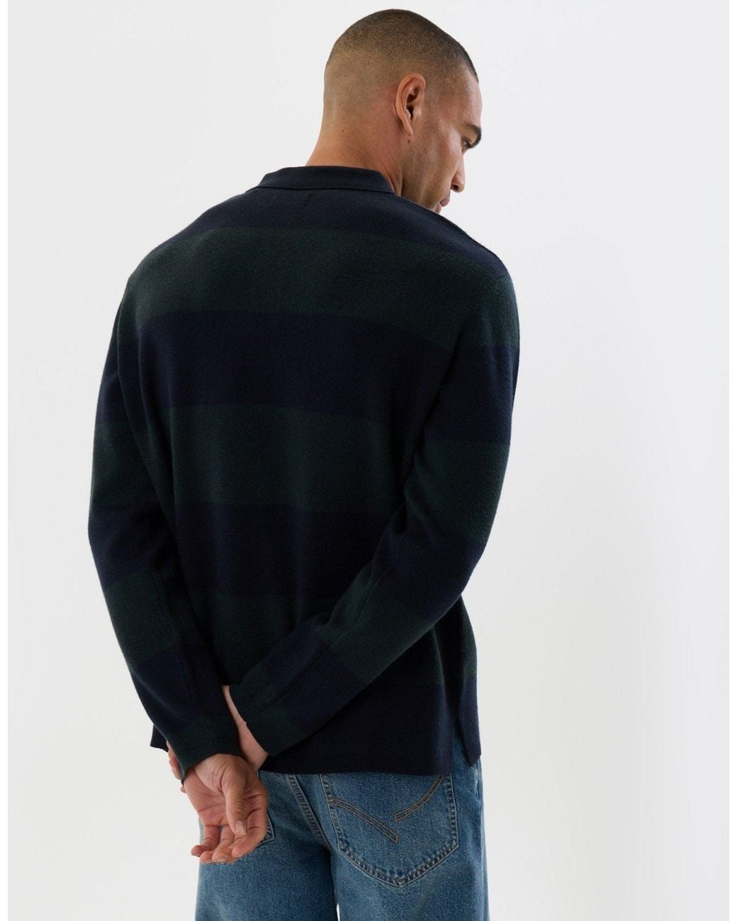 Threadbare Blue Relaxed Fit Rugby Polo for men