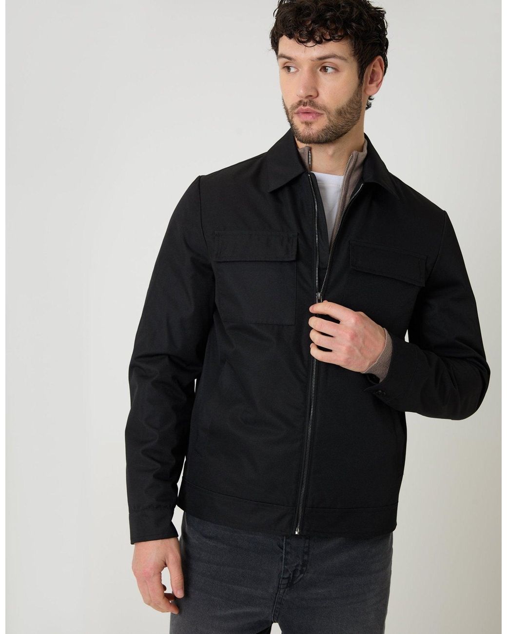 Threadbare Black The Perfect In-Between Showerproof Jacket for men