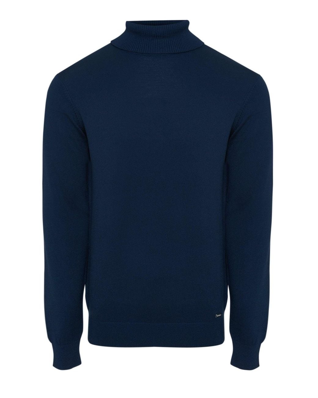 Threadbare Blue Knitted Roll Neck Jumper for men