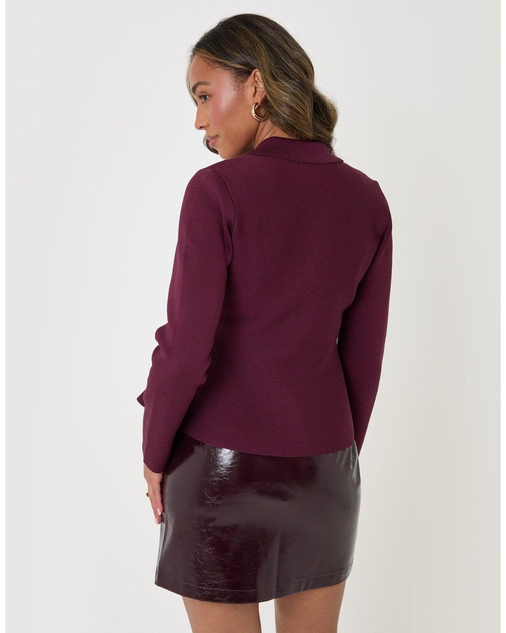 Threadbare Purple Compact Knit Peplum Cardigan