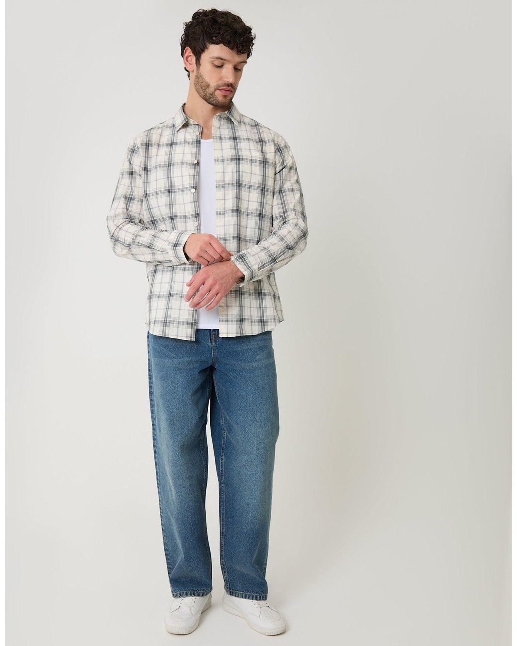 Threadbare Gray Cotton Long Sleeve Shirt for men