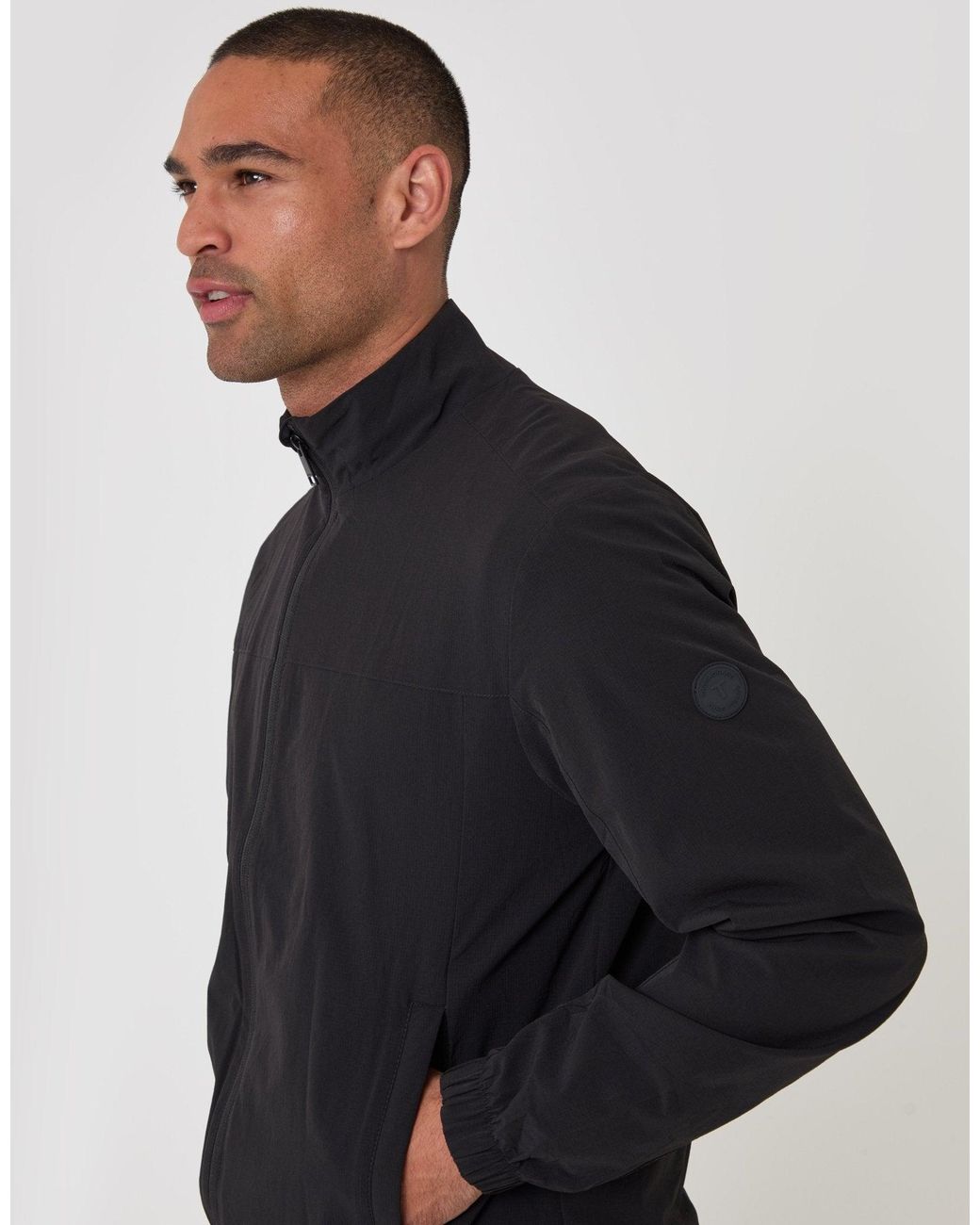 Threadbare Black Showerproof Ripstop Harrington Jacket for men