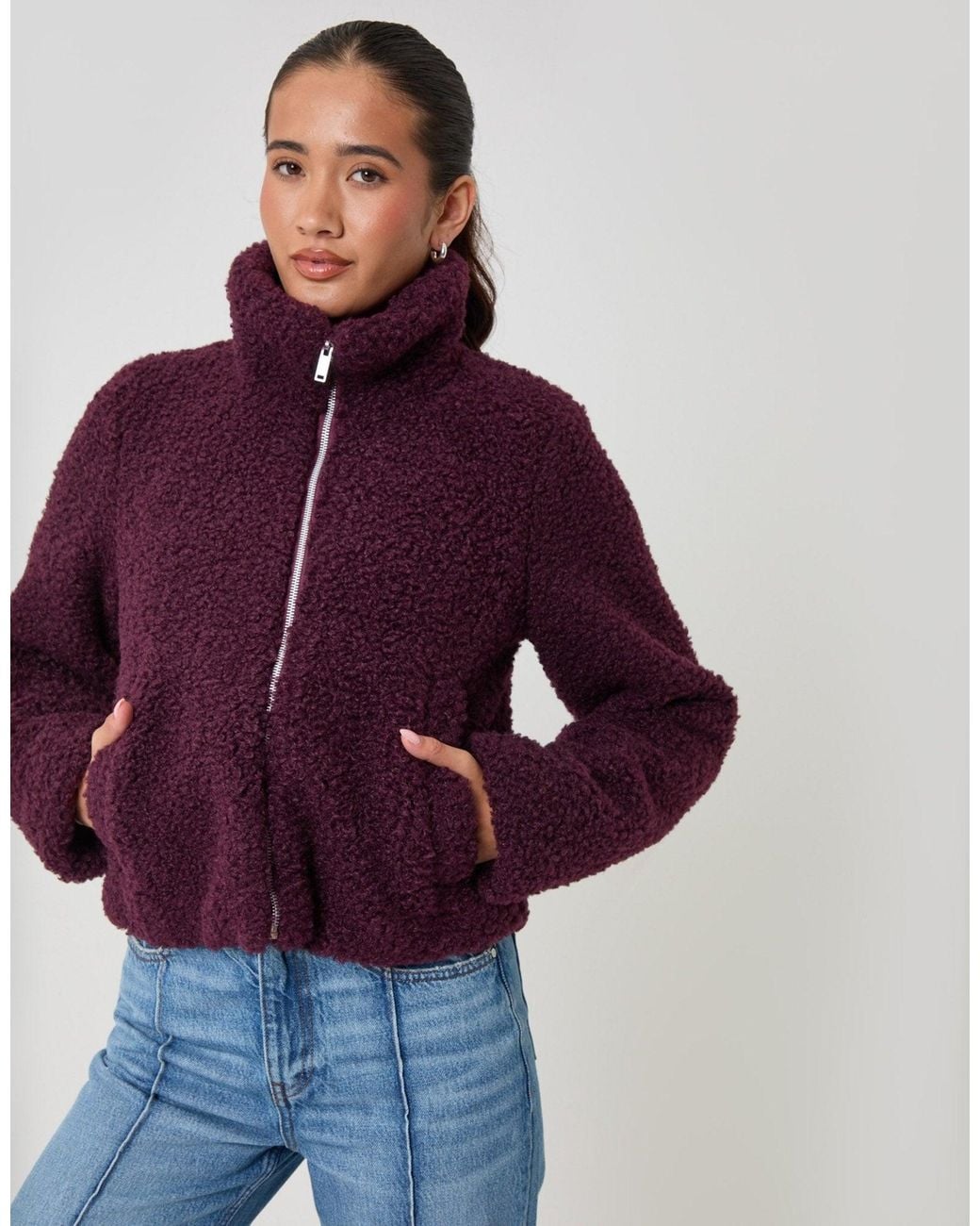 Threadbare Purple The Staple Funnel Neck Borg Bomber Jacket