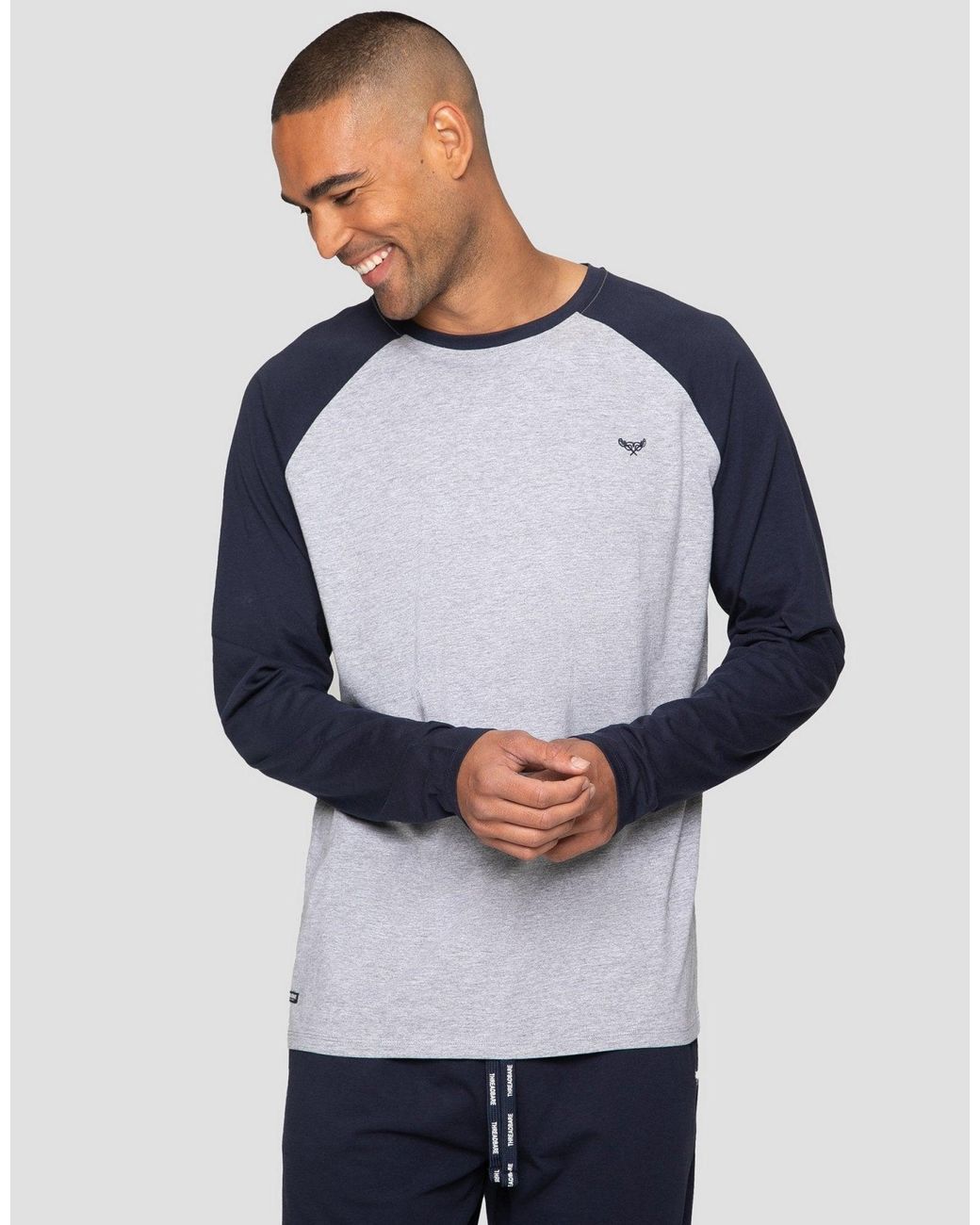 Threadbare Blue The Ultimate Long Sleeve Pyjama Set for men