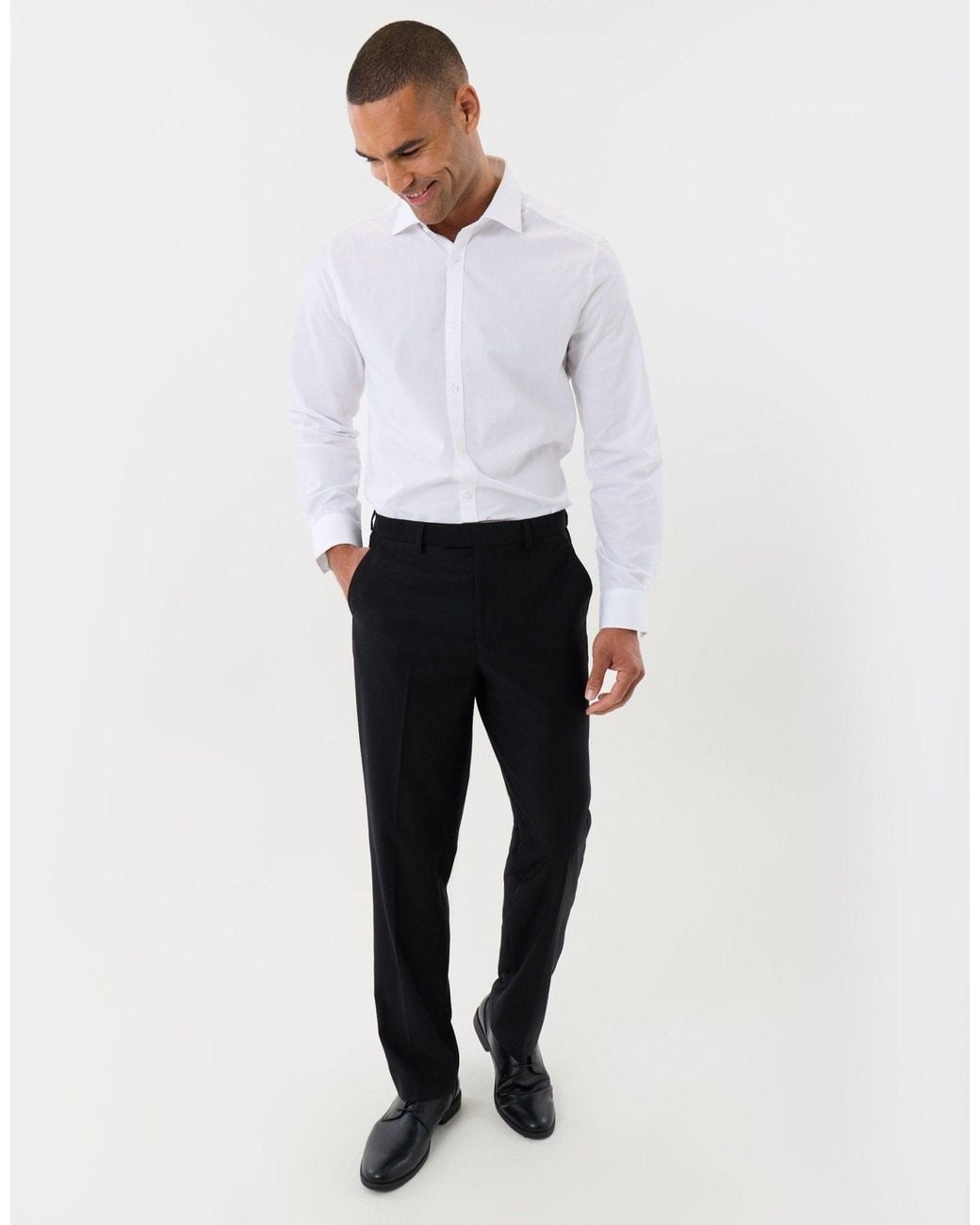Threadbare Black Tailored Fit Satin Seam Suit Trousers for men