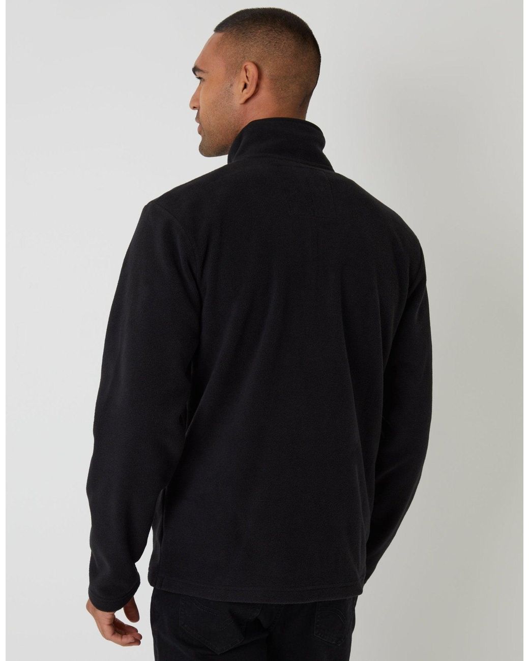Threadbare Blue Quarter Zip Microfleece Sweatshirt for men