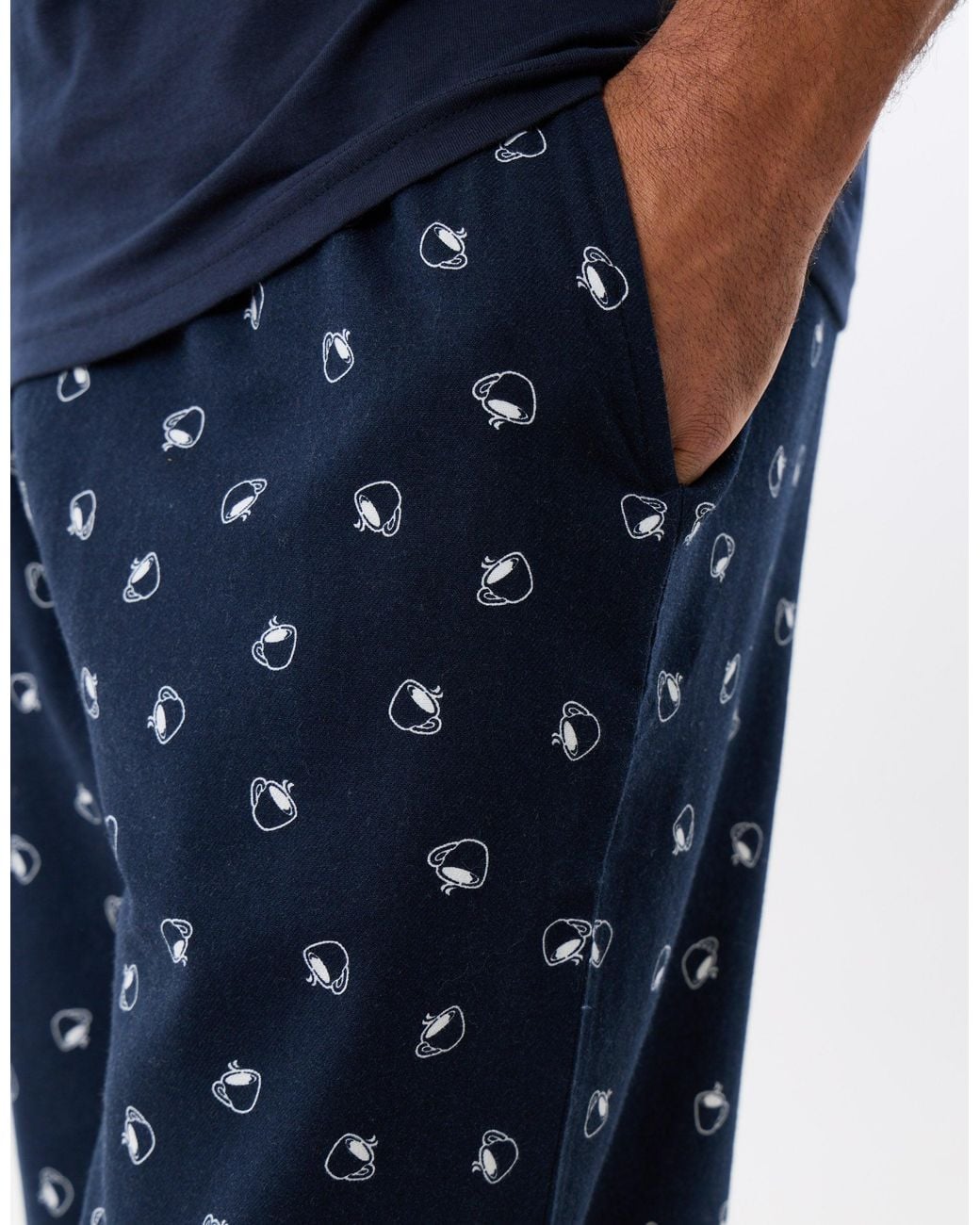 Threadbare Blue Embroidered Coffee Club Pyjame Set for men