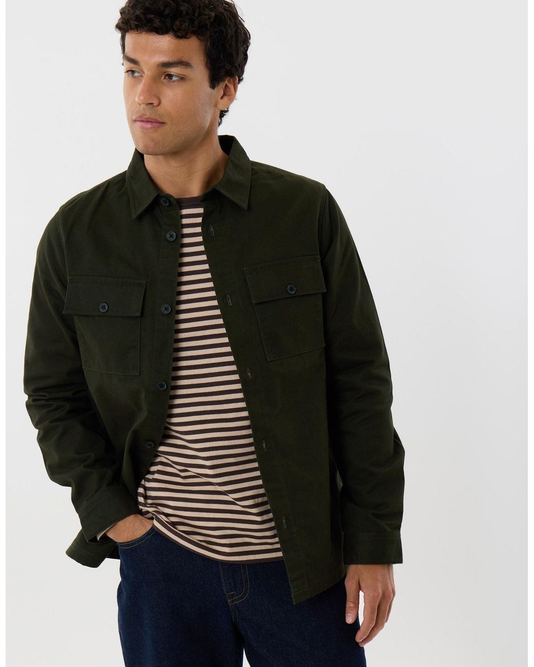 Threadbare Black Cotton Twill Flannel Lined Shacket for men