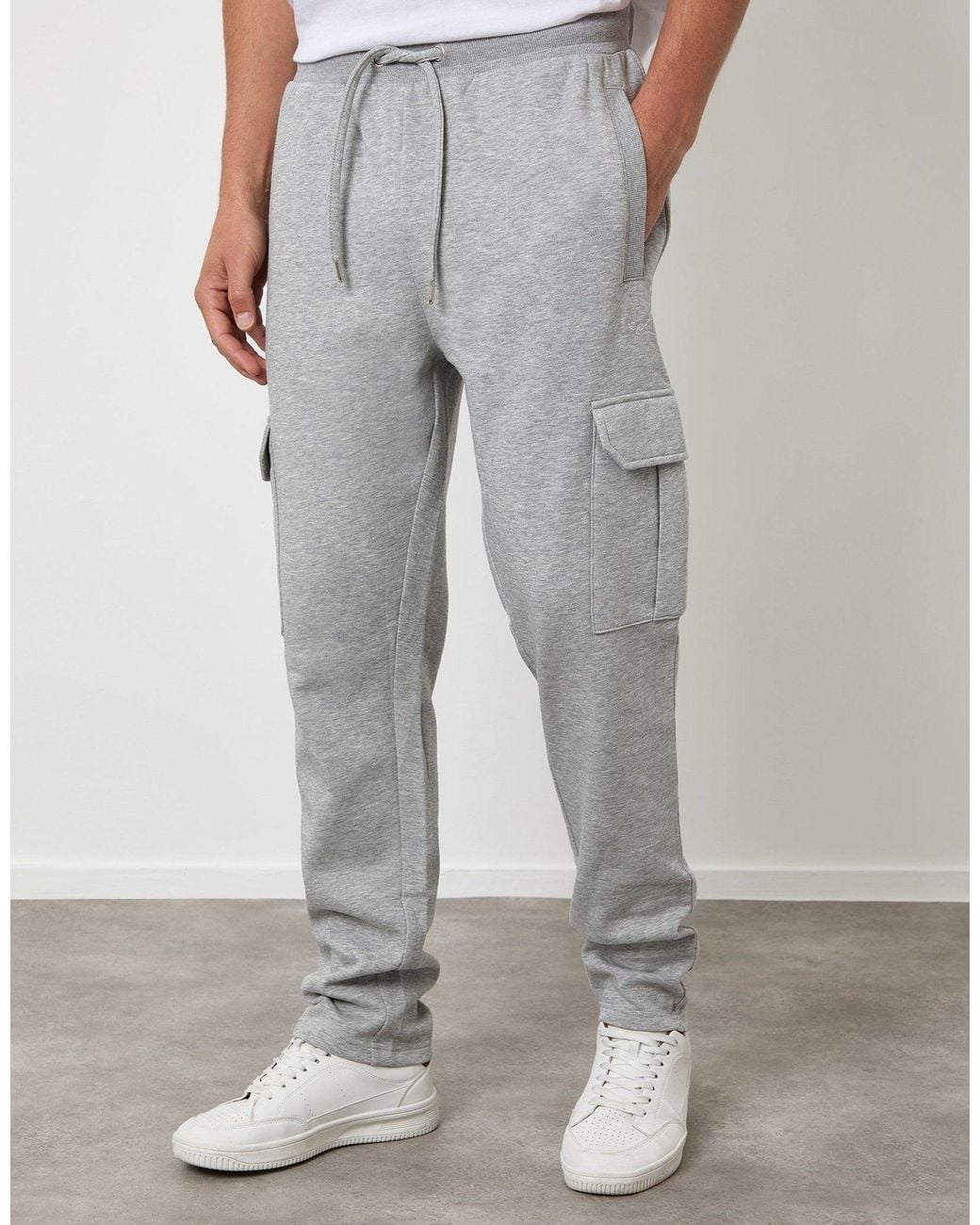 Threadbare Gray Cargo Joggers for men