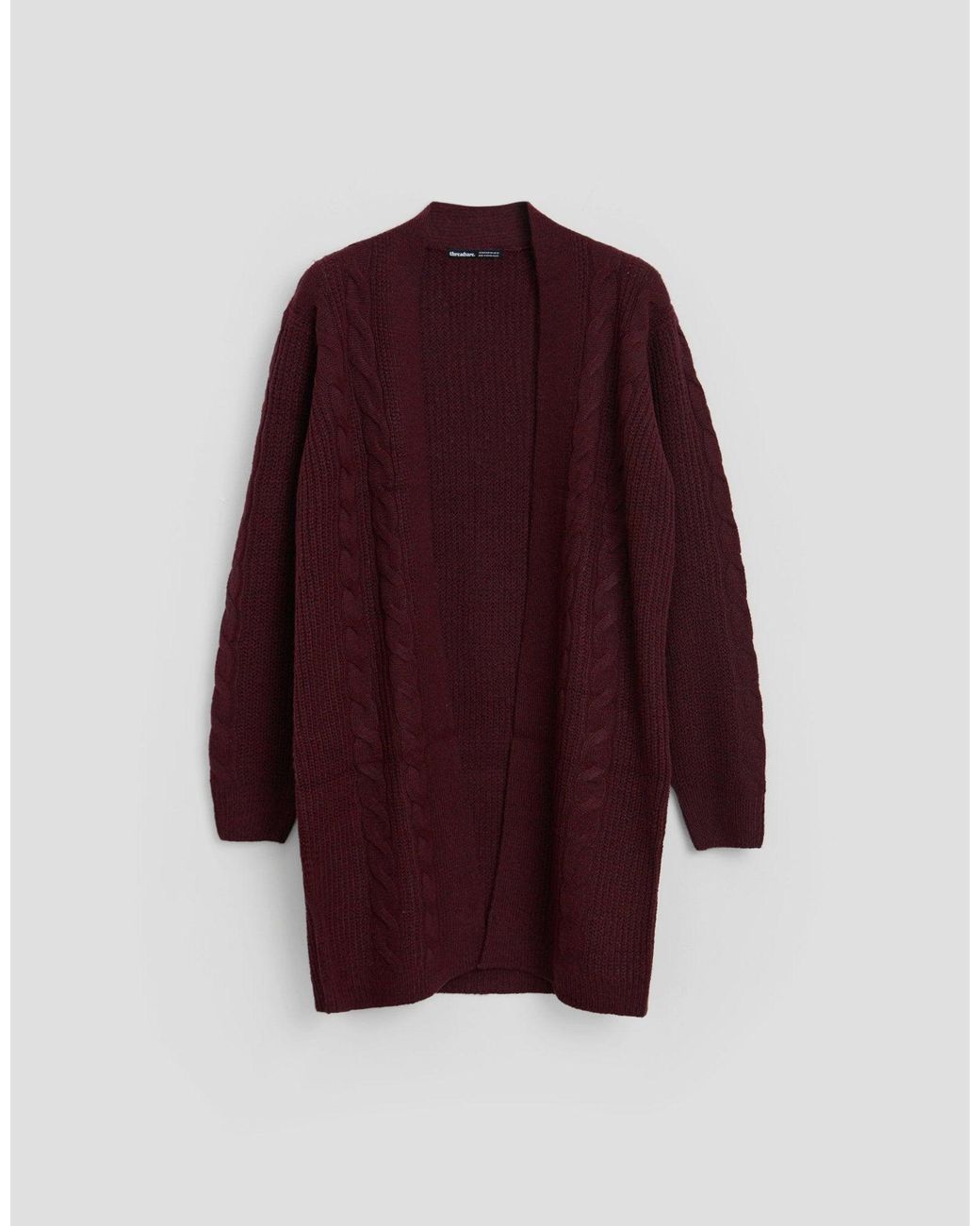 Threadbare Purple Cable Knit Cardigan