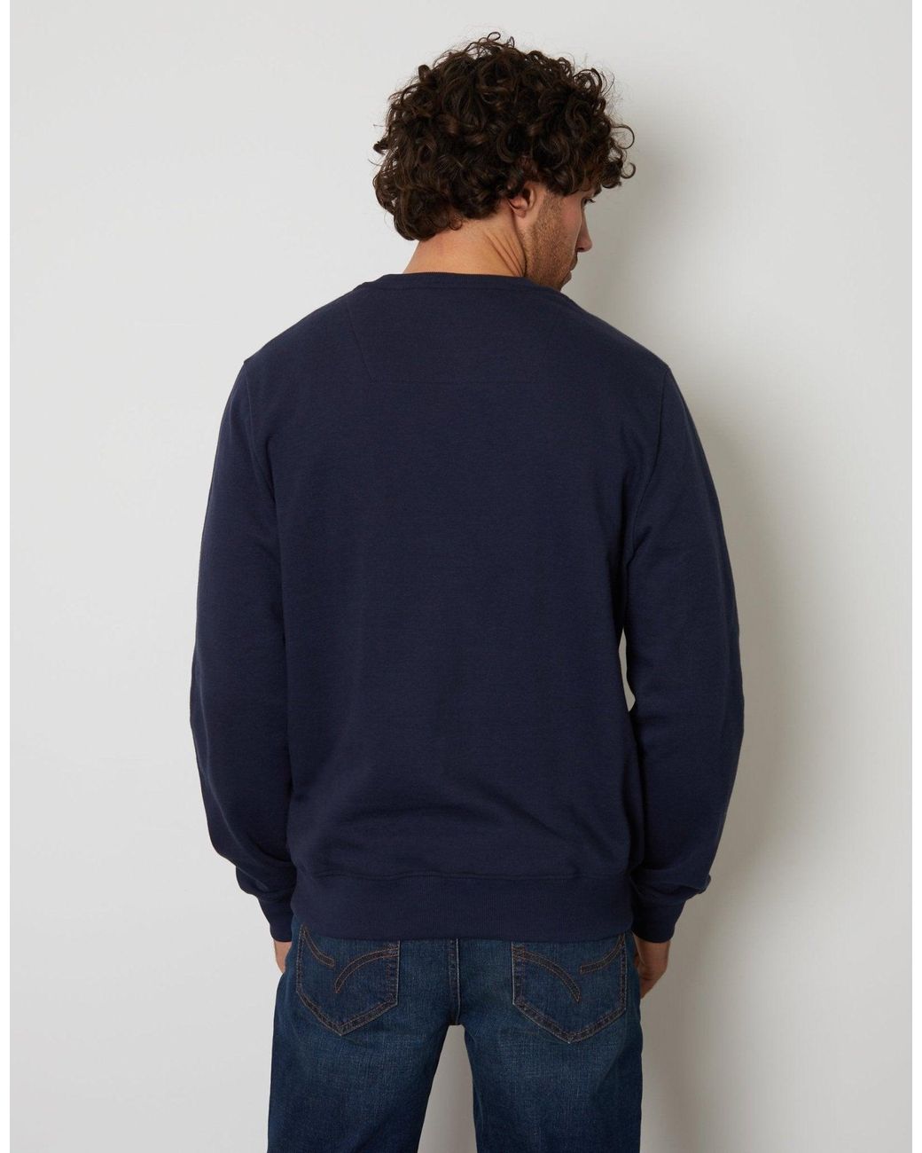 Threadbare Blue The Essential Cotton Rich Crew Neck Sweatshirt for men