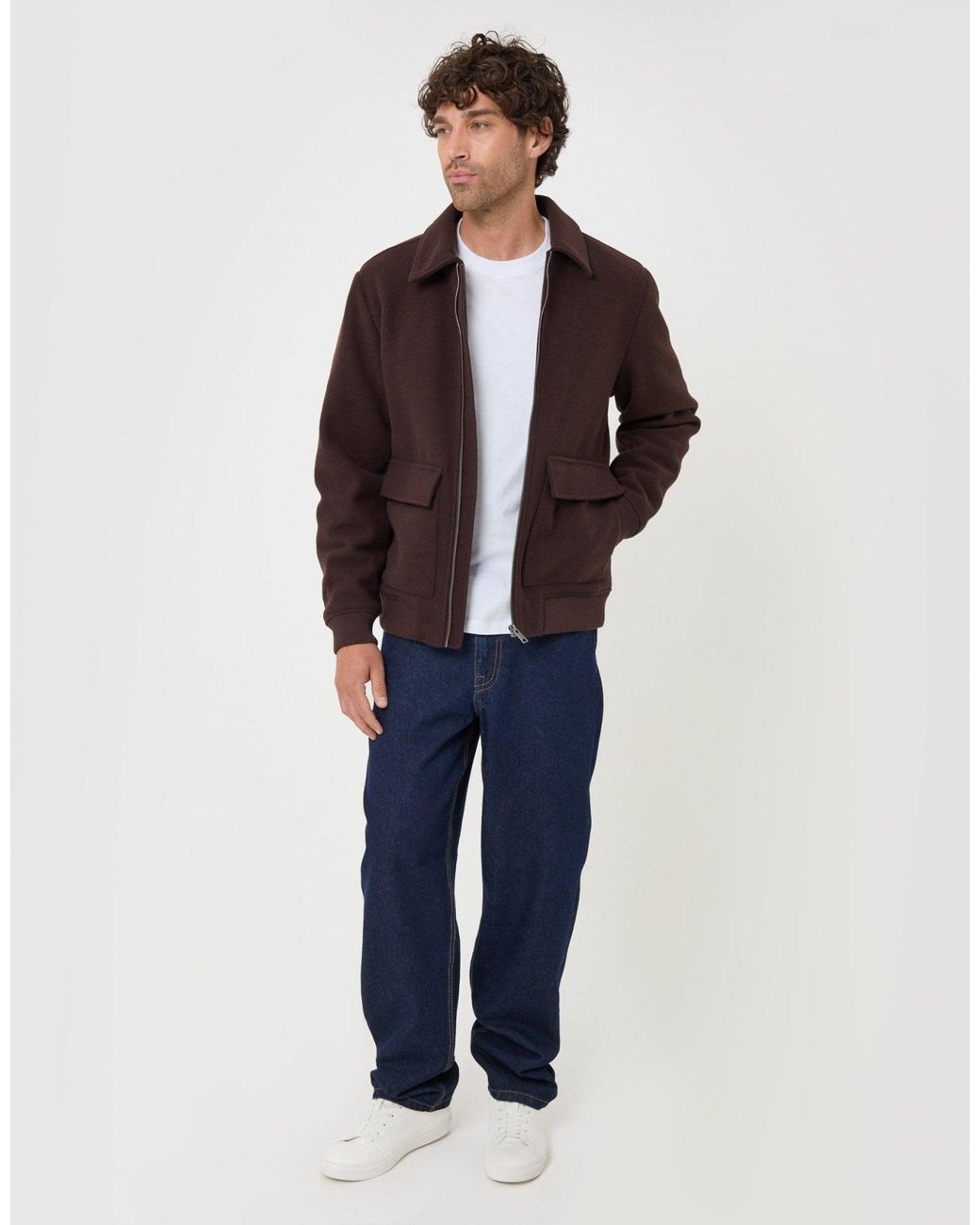 Threadbare Green Faux Wool Collared Lightweight Jacket for men