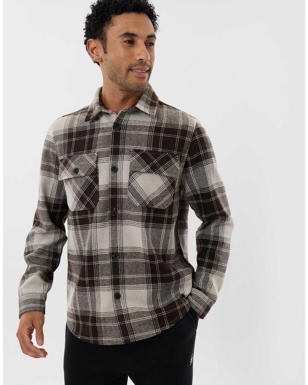 Threadbare Gray Lightweight Shacket With Pockets for men