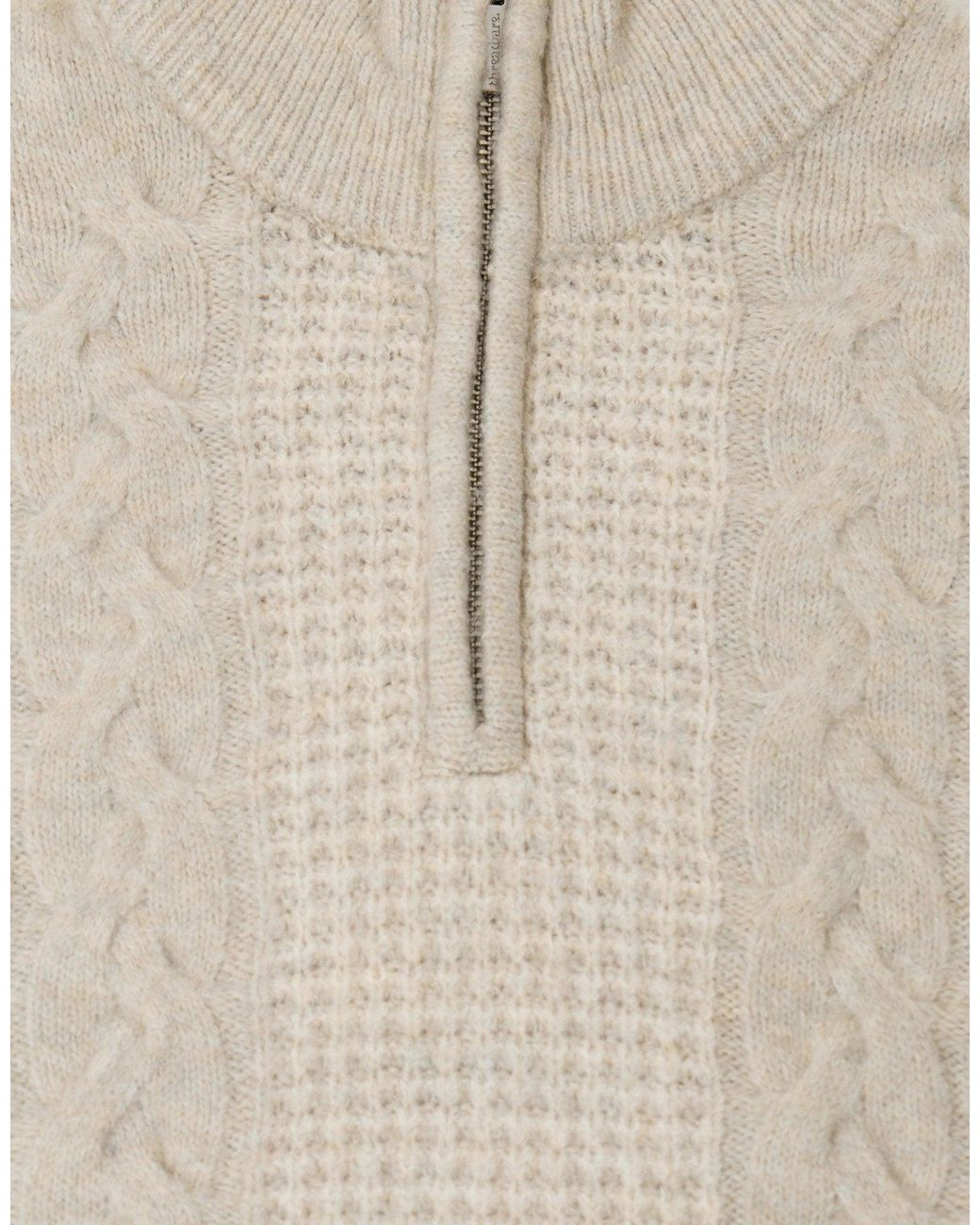 Threadbare Green Cable Knit Quarter Zip Jumper for men