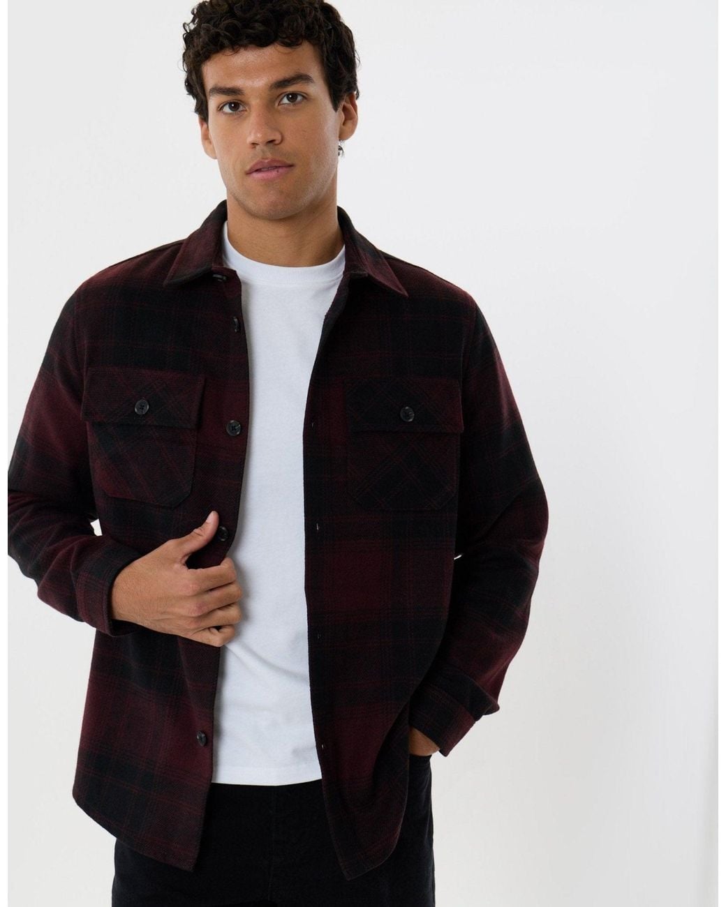 Threadbare Black Lightweight Shacket With Pockets for men