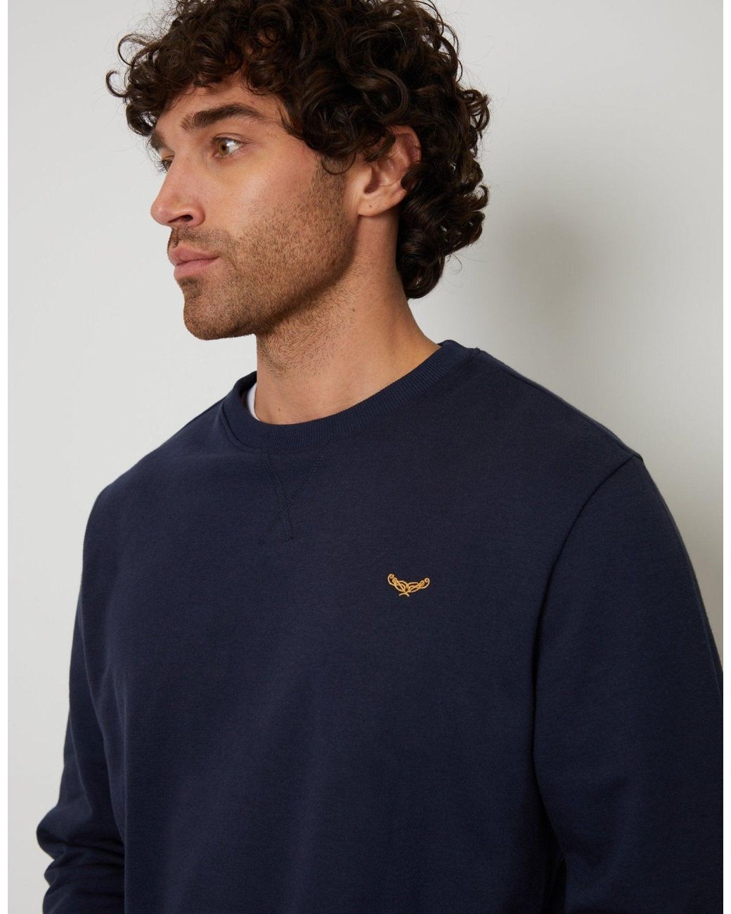 Threadbare Blue The Essential Cotton Rich Crew Neck Sweatshirt for men
