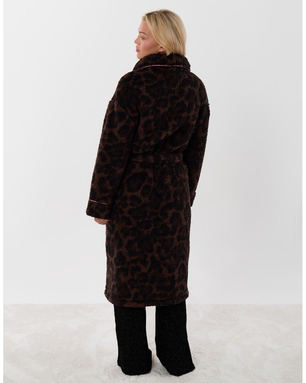 Threadbare Black Petite Contast Piping Dressing Gown