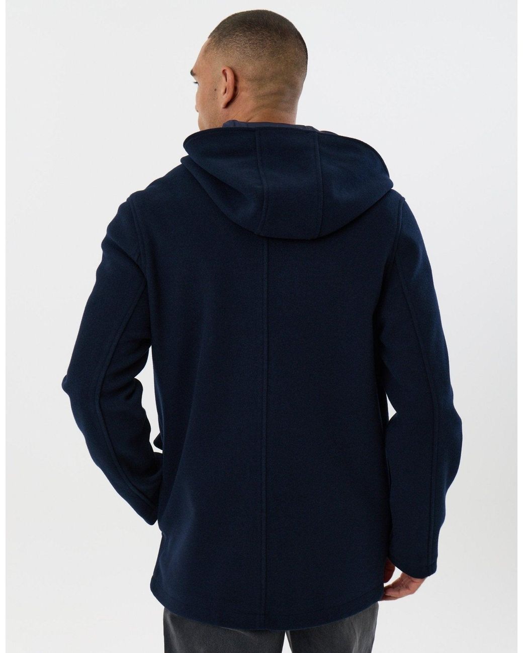 Threadbare Blue Faux Wool Hooded Jacket for men