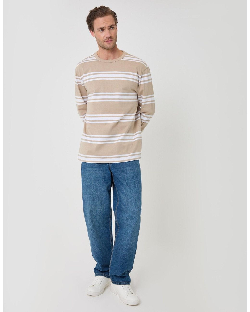 Threadbare Blue Cotton Jersey Long Sleeve T-Shirt for men