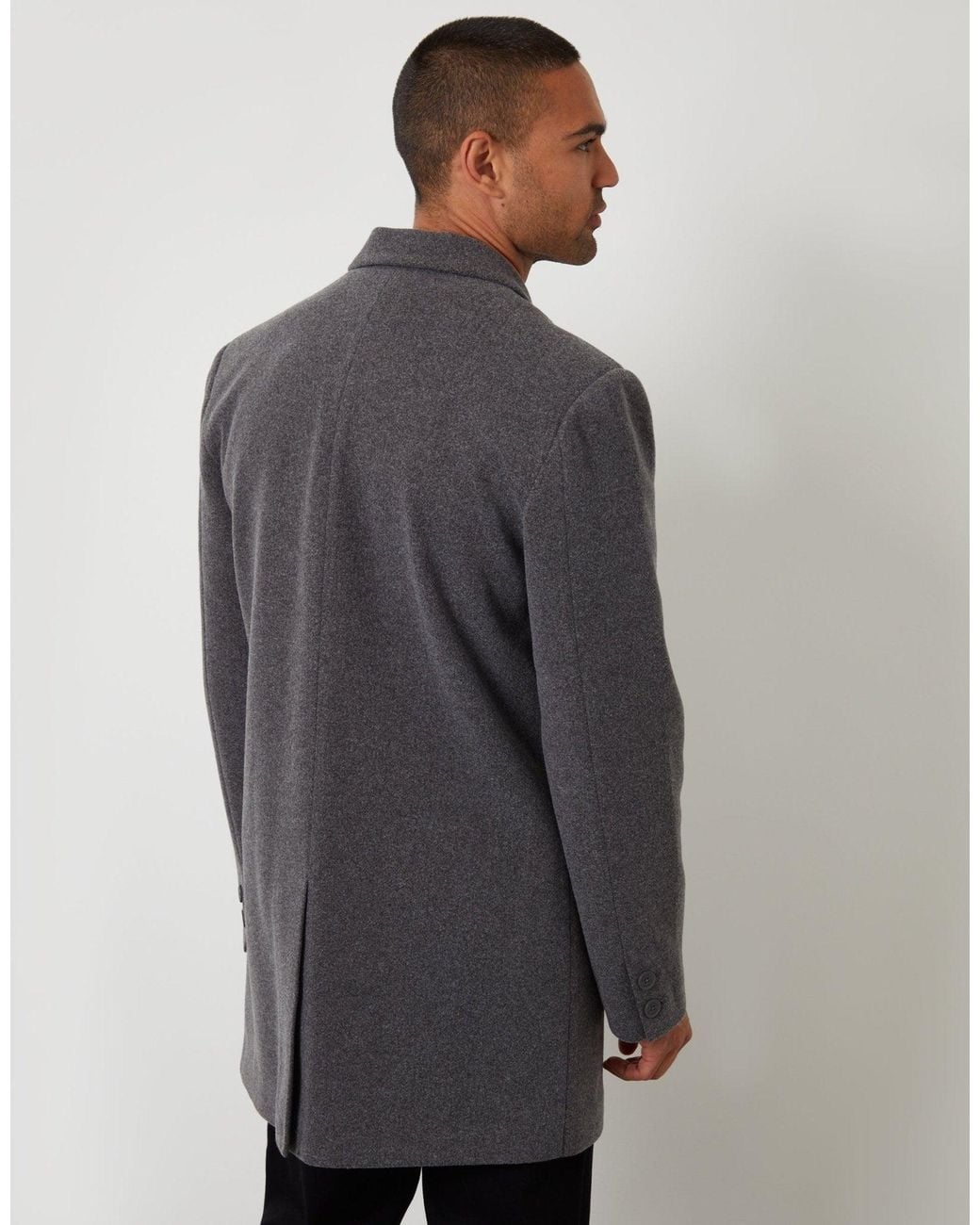 Threadbare Gray The Classic Faux Wool Trench Coat for men