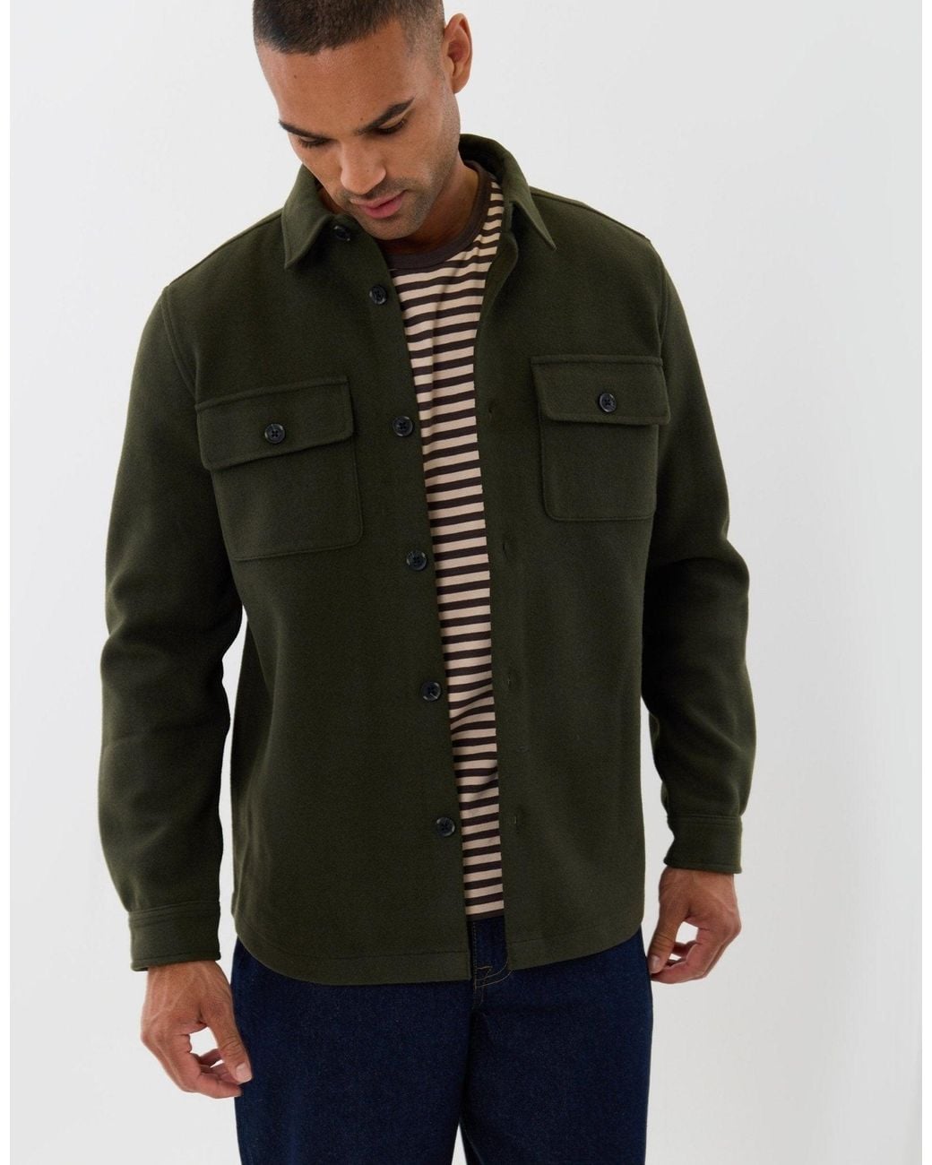 Threadbare Black Patch Pocket Knitted Shacket for men