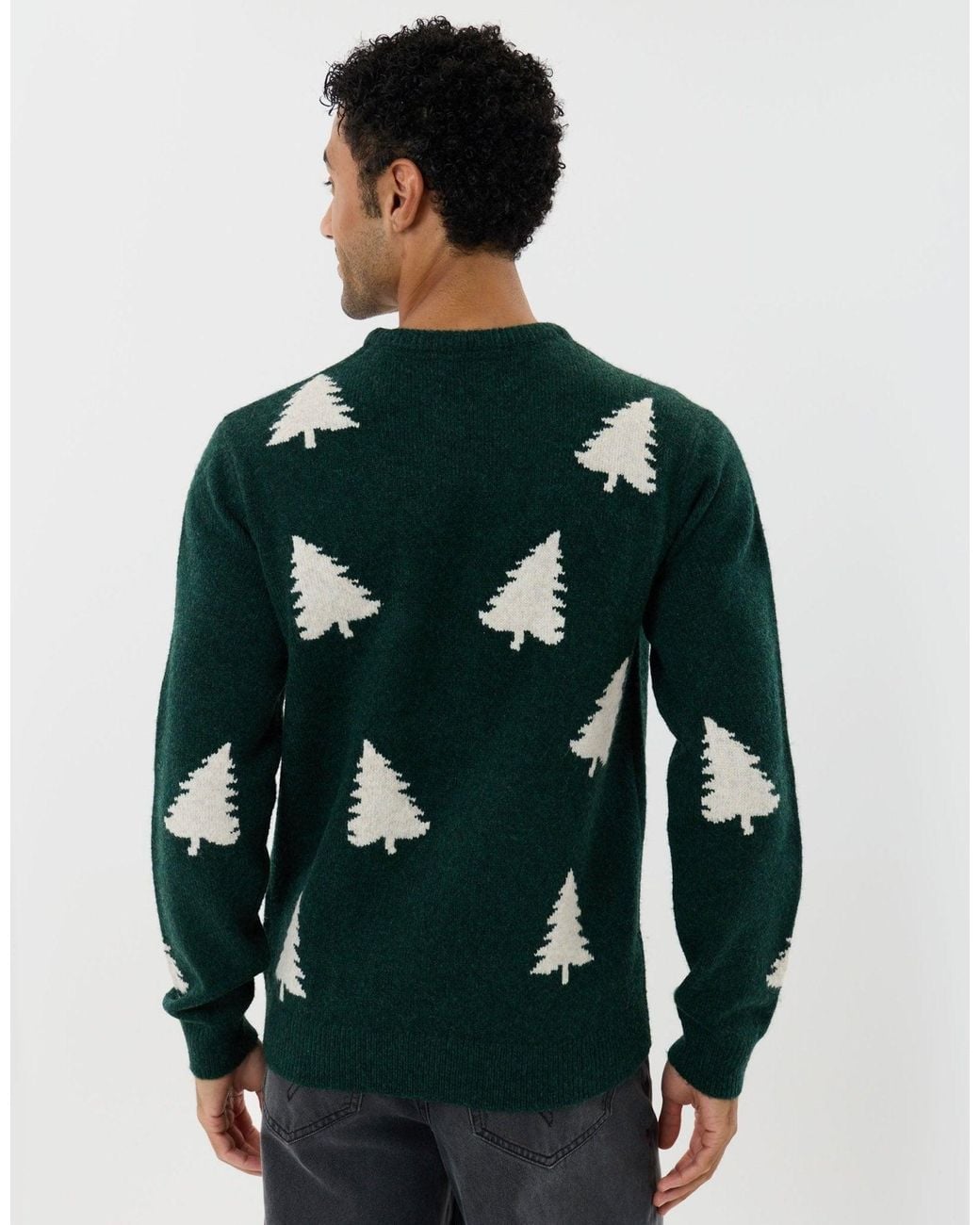 Threadbare Green Christmas Trees Knitted Jumper for men