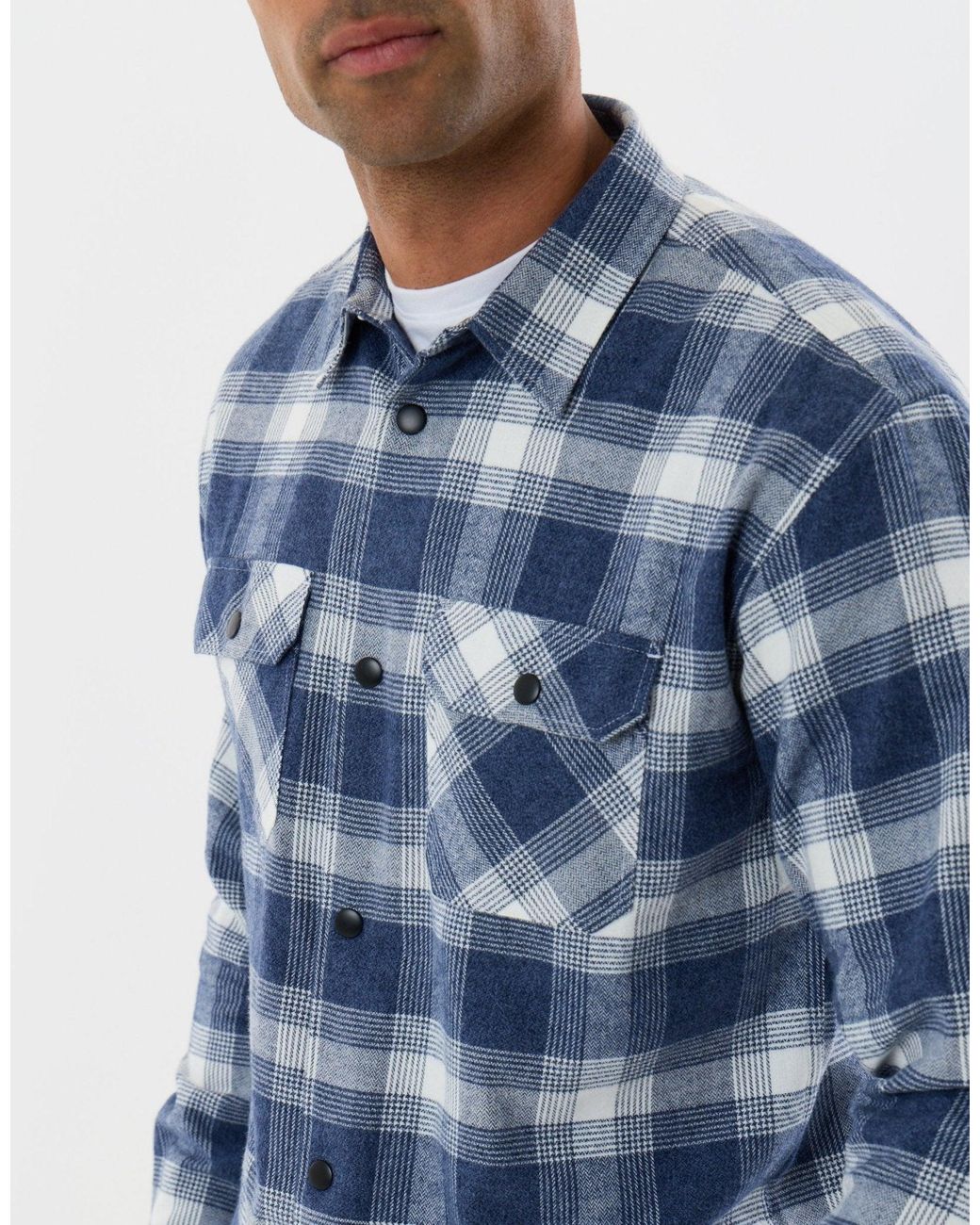 Threadbare Blue Relaxed Fit Cotton Patch Pocket Shirt for men