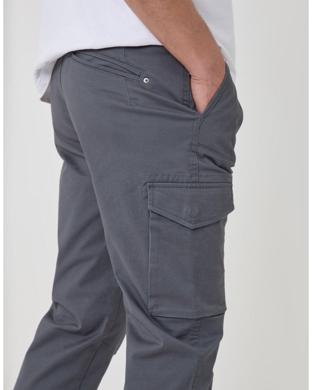 Threadbare White Slim Fit Cargo Style Trousers for men