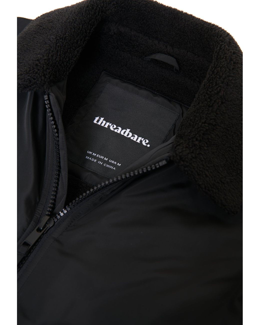 Threadbare Black Borg Lined Collared Jacket for men