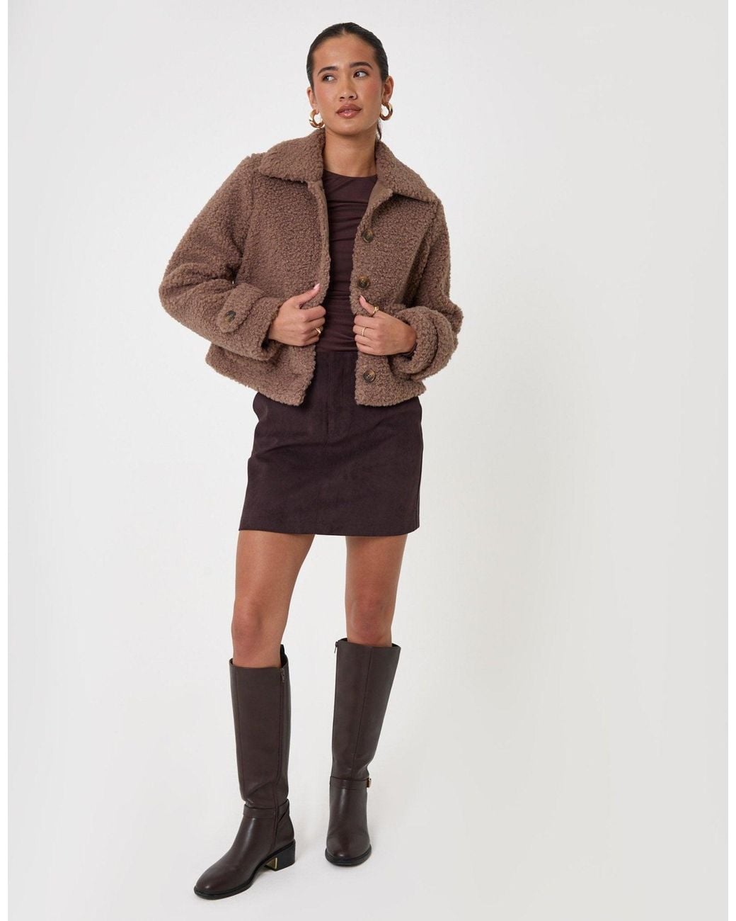 Threadbare Multicolor Borg Cropped Jacket