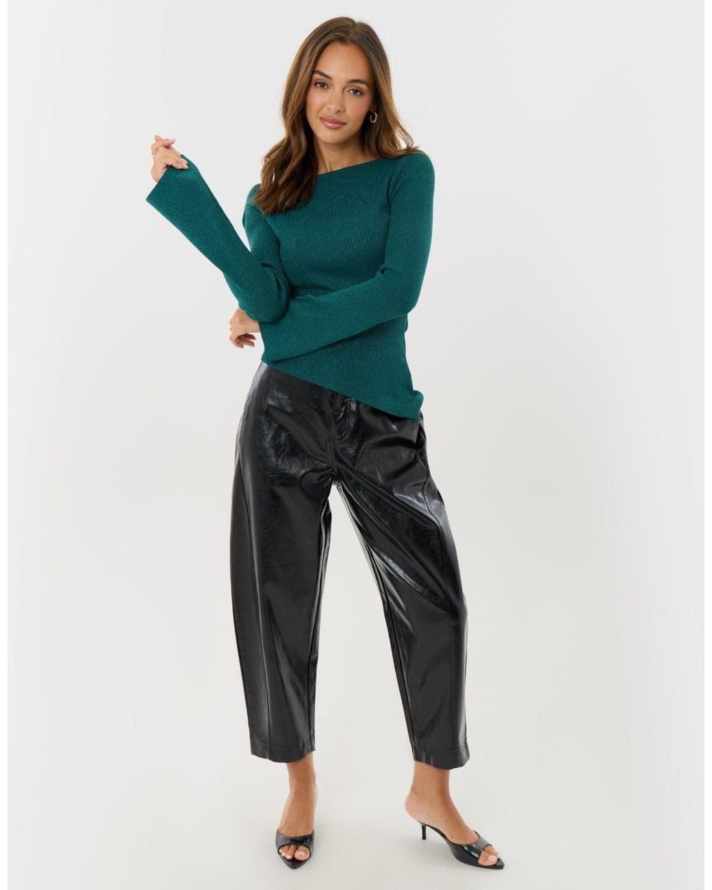 Threadbare Green Asymmetric Knit Jumper