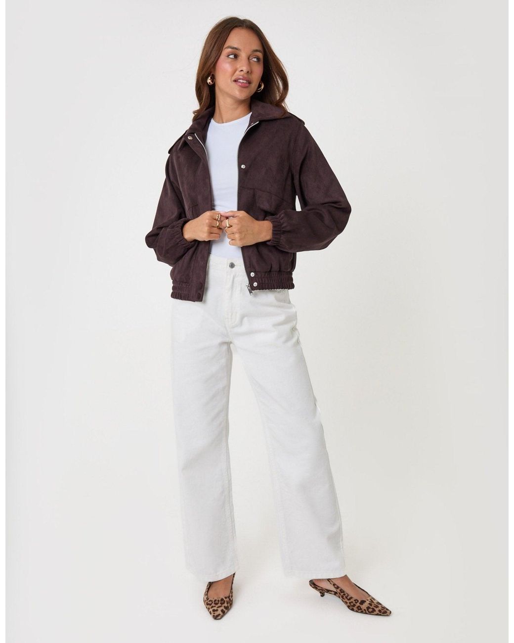 Threadbare Purple Faux Suede Collared Bomber Jacket