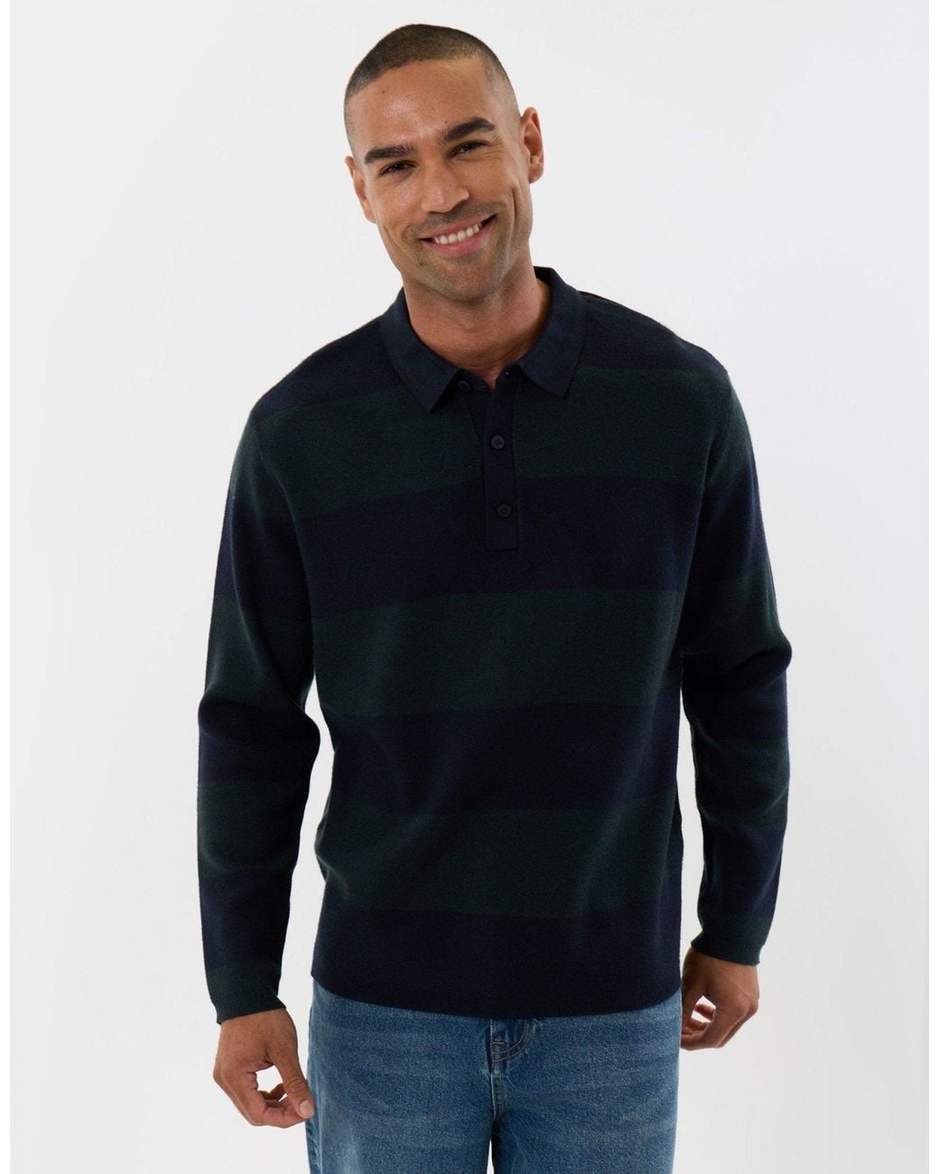 Threadbare Blue Relaxed Fit Rugby Polo for men