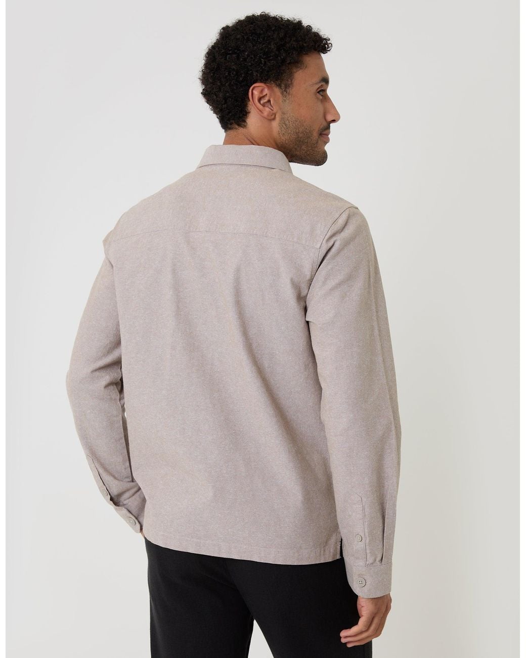 Threadbare Gray Linen Blend Lightweight Shacket for men