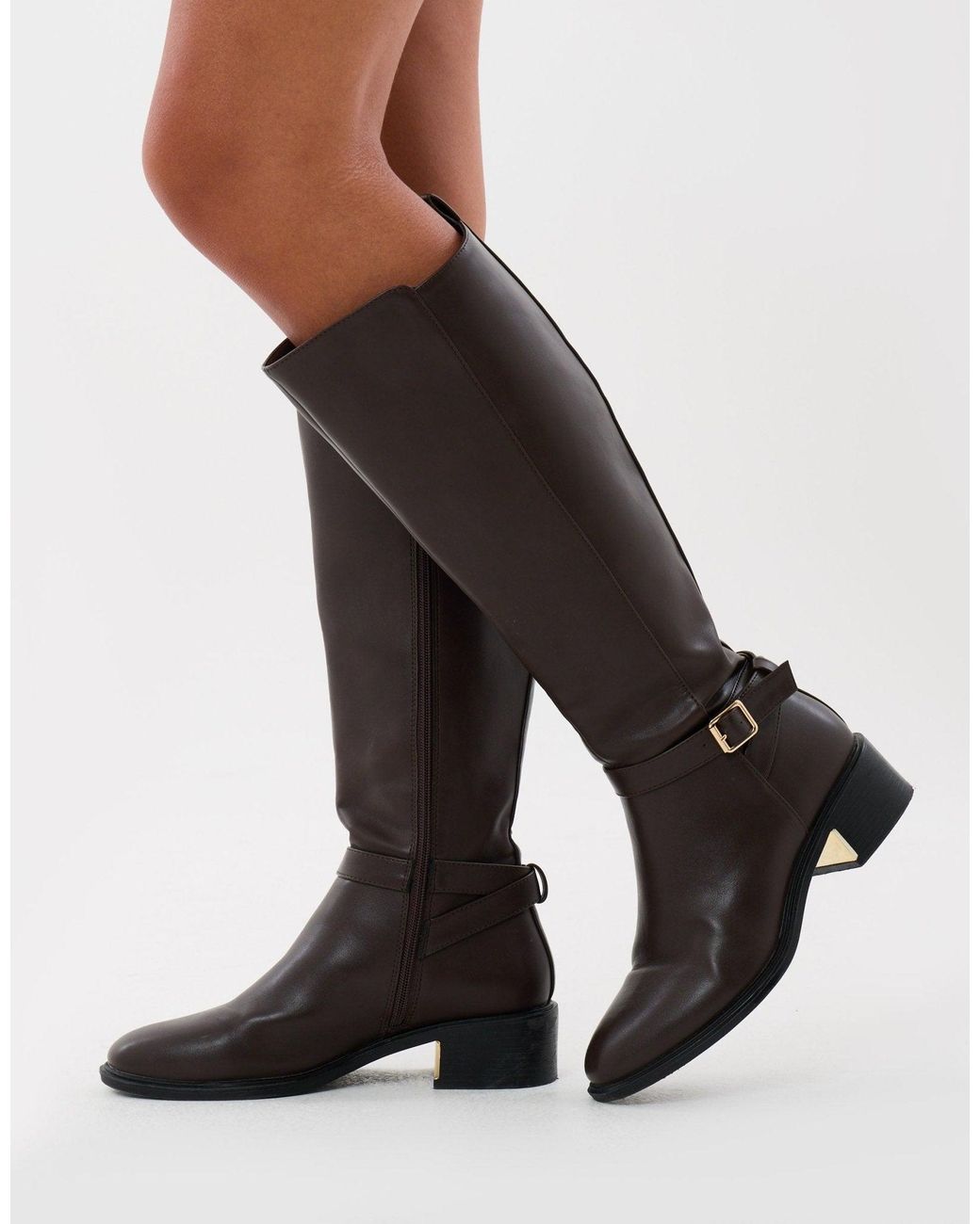 Threadbare Black Faux Leather Riding Boots