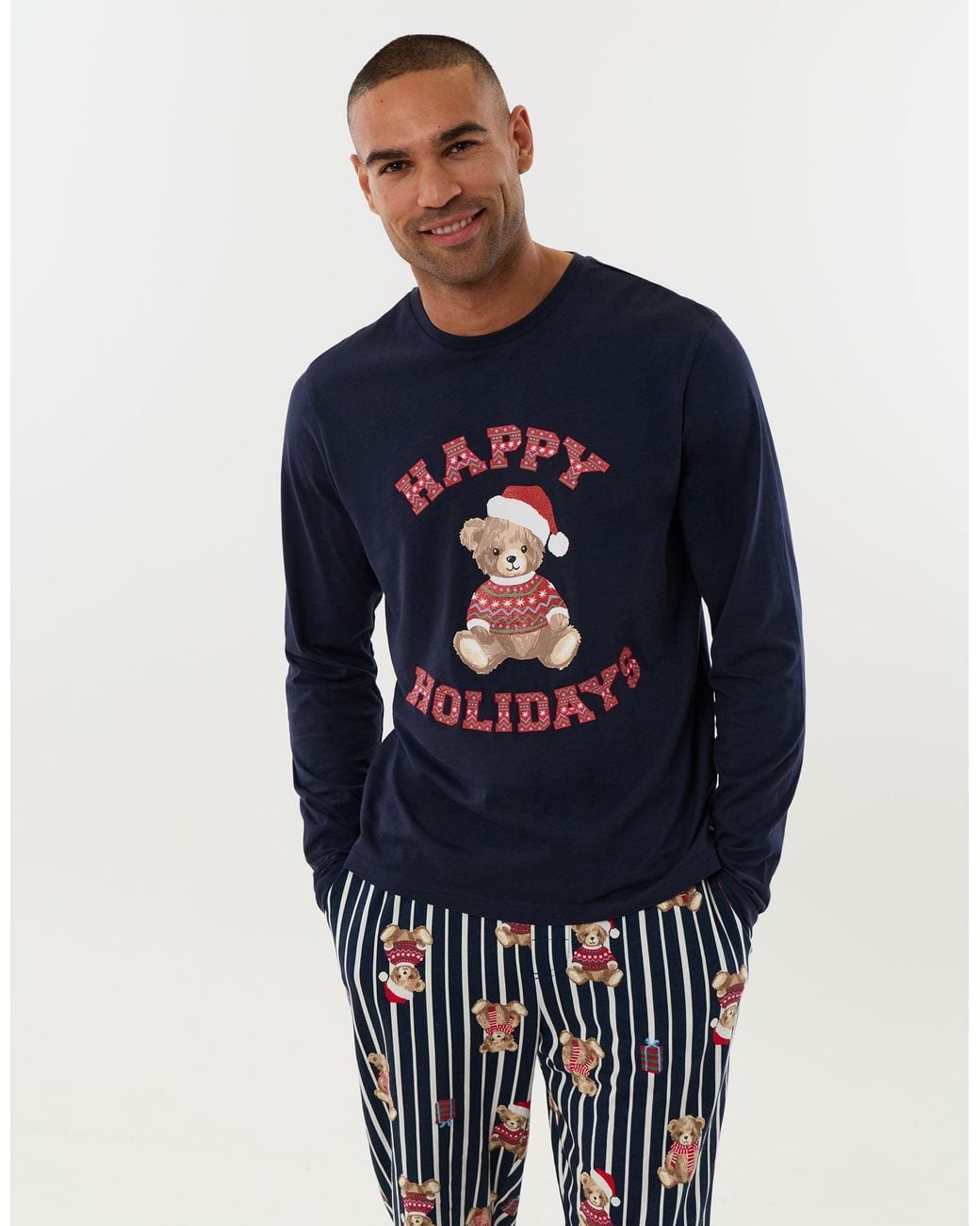 Threadbare Blue Teddy Bear Pyjama Set for men